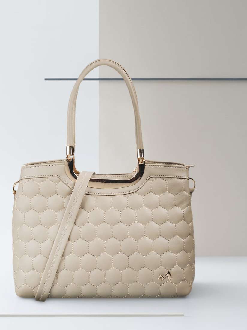 Buy Metro Beige Oversized Structured Handheld Bag with Quilted Handbags for Women 17226832 Myntra