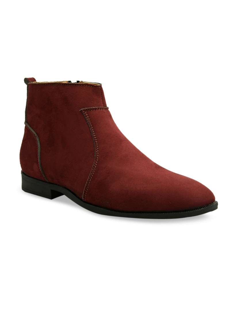 Buy The Roadster Lifestyle Co Men Burgundy Synthetic Suede Flat Boots Casual Shoes for Men 17229198 Myntra