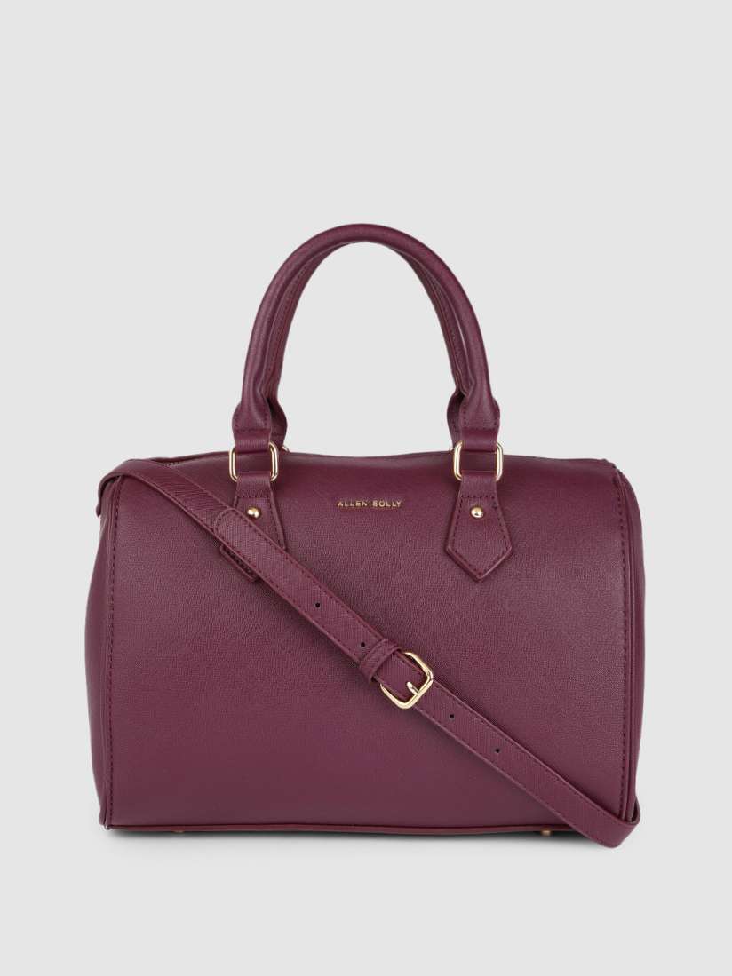 Buy Allen Solly Burgundy Solid PU Regular Bowling Handheld Bag Handbags for Women 17246620 Myntra