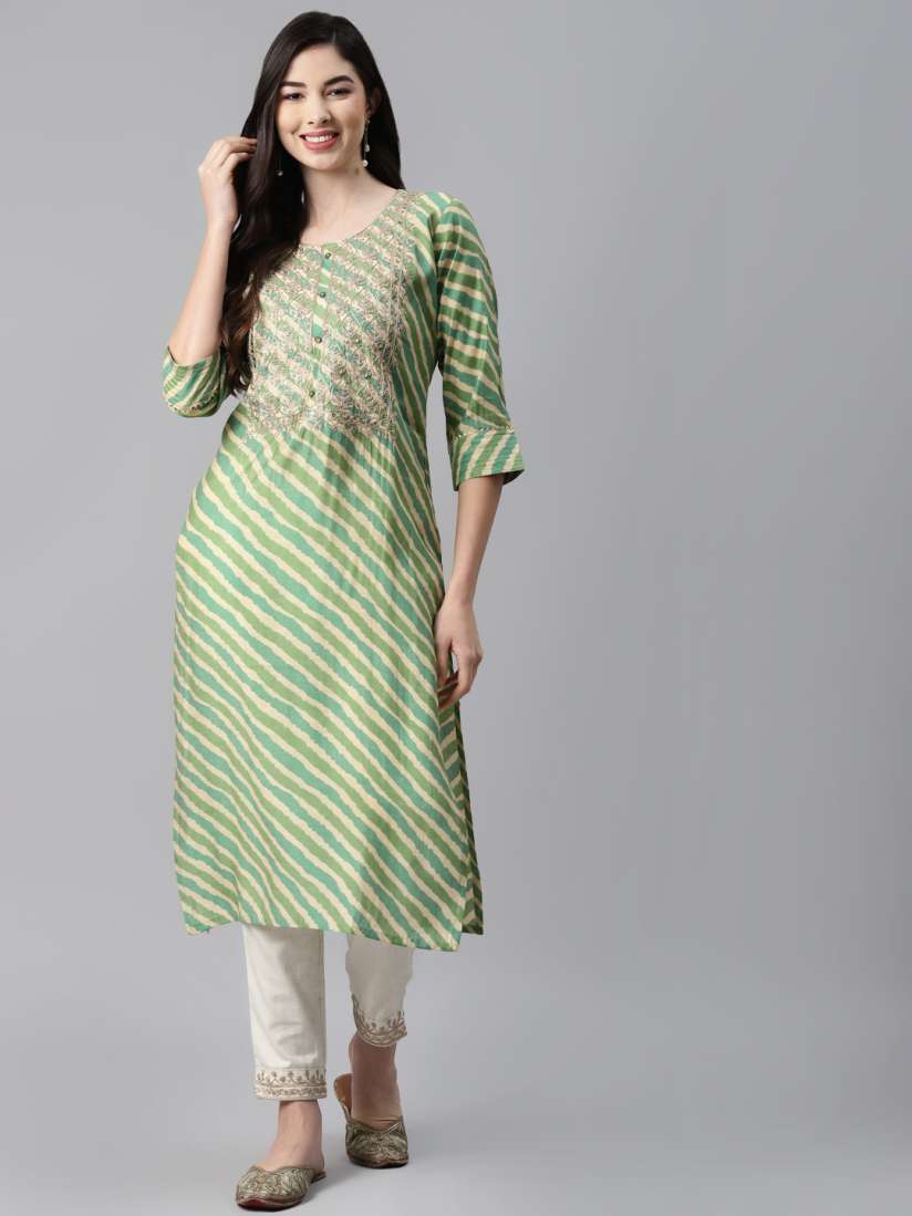 Buy Aarika Green Printed Pure Cotton Kurti Kurtis for Women 17253140 Myntra