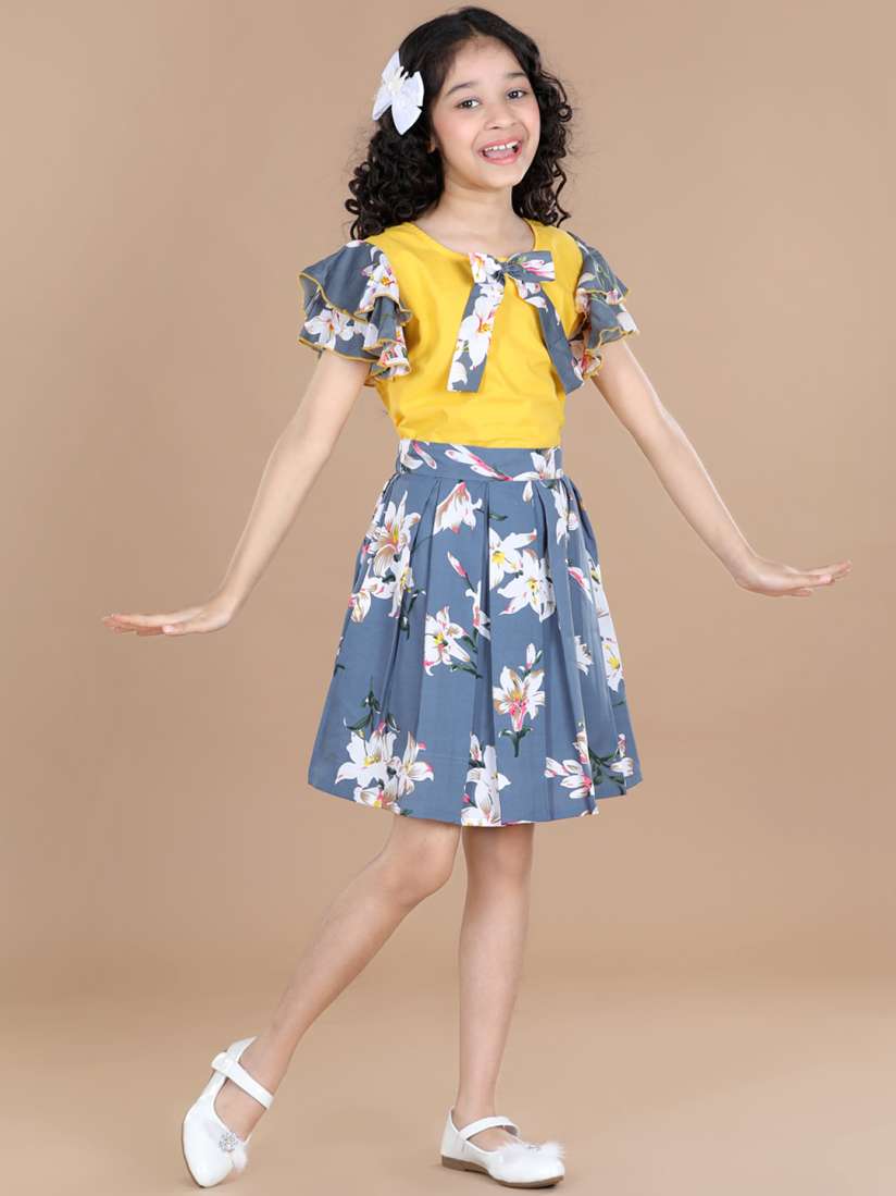 Buy Cutiekins Girls Yellow Grey Printed Top with Skirt Clothing Set for Girls 17253244 Myntra