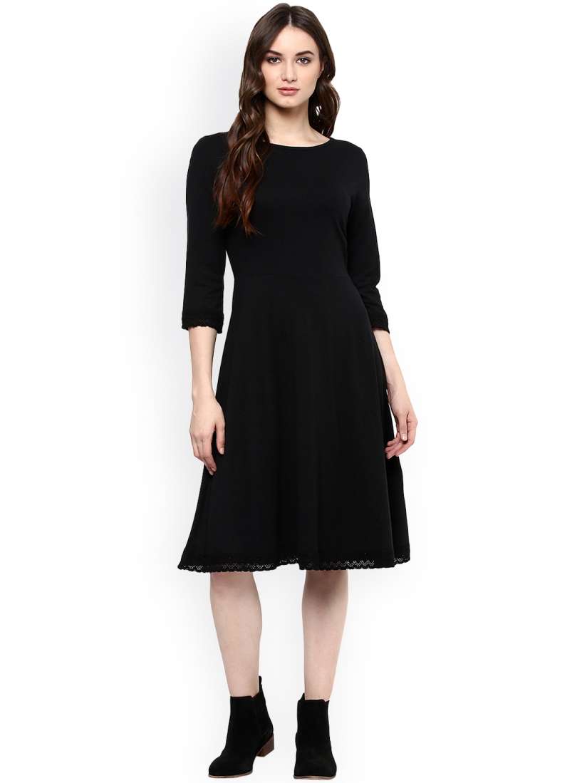 Buy Harpa Women Black A Line Dress Dresses for Women 1725798 Myntra