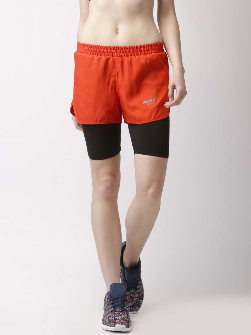 Buy 2GO Women Orange Solid Inbuilt Tights Running Shorts Shorts for Women 1726615 Myntra