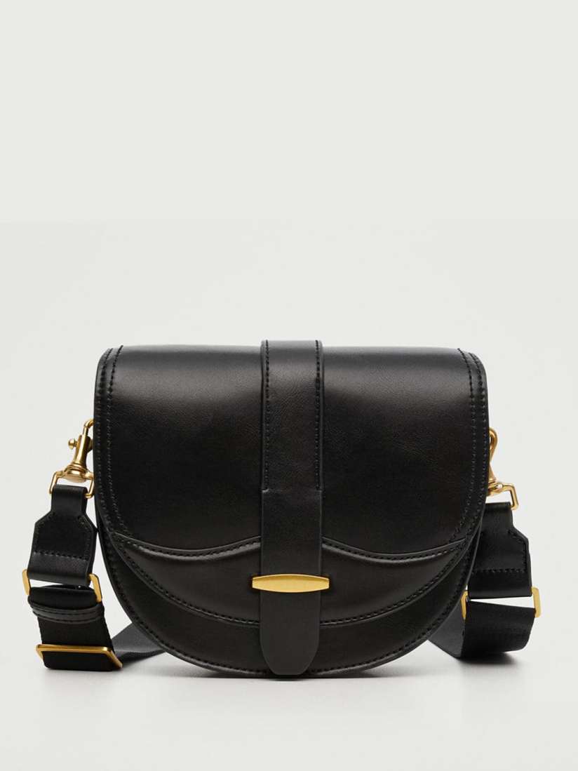 Buy MANGO Black Solid Half Moon Sling Bag Detachable Sling Strap Handbags for Women 17268986 Myntra