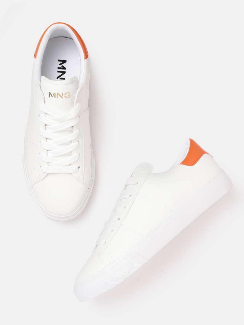 Buy MANGO Women White Orange Solid Sneakers Casual Shoes for Women 17269080 Myntra