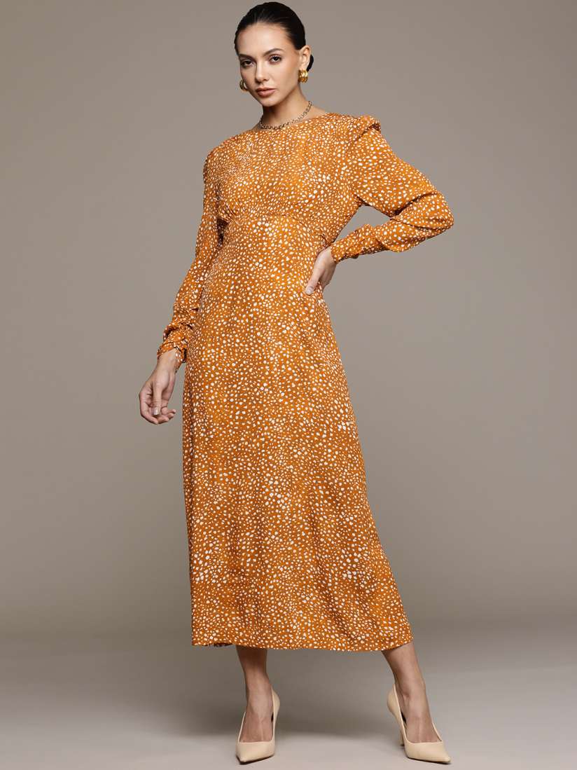 Buy MANGO Mustard Yellow Yellow Polka Dots Maxi Dress Dresses for Women 17270124 Myntra
