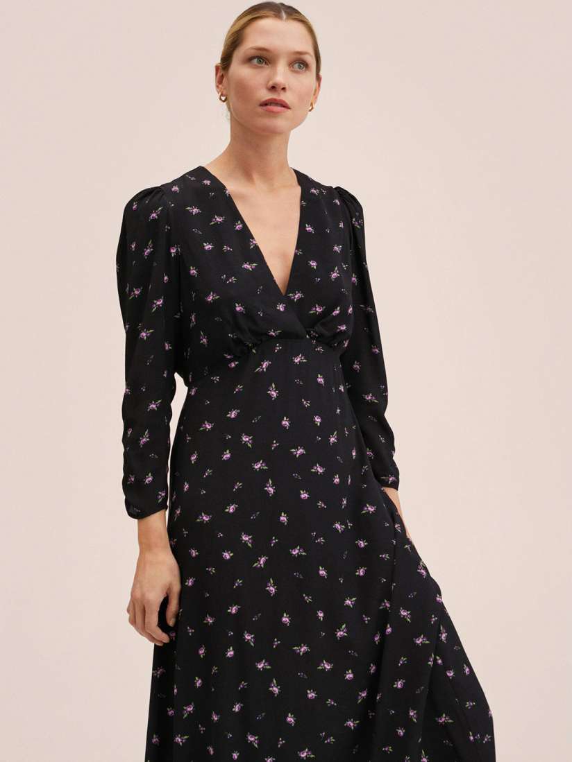 Mango black floral dress top