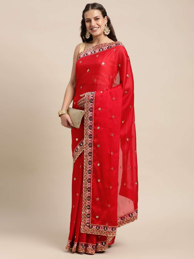 Myntra red saree store