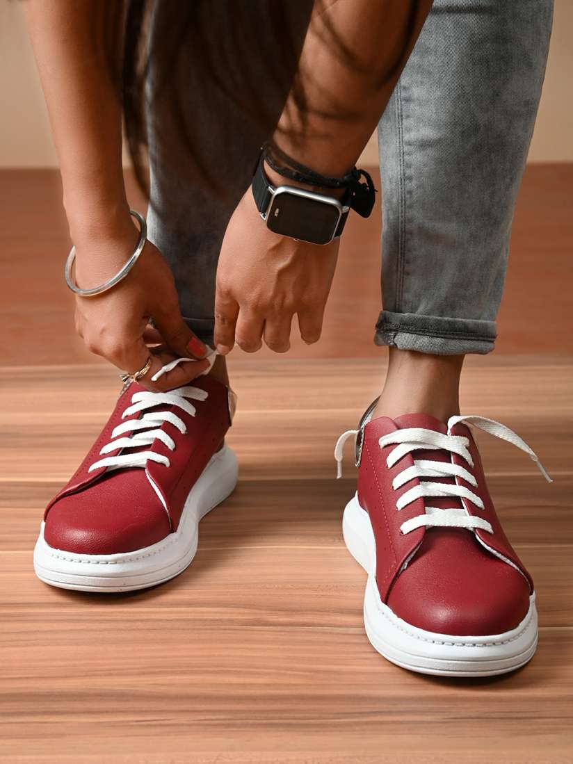 Myntra red shoes clearance