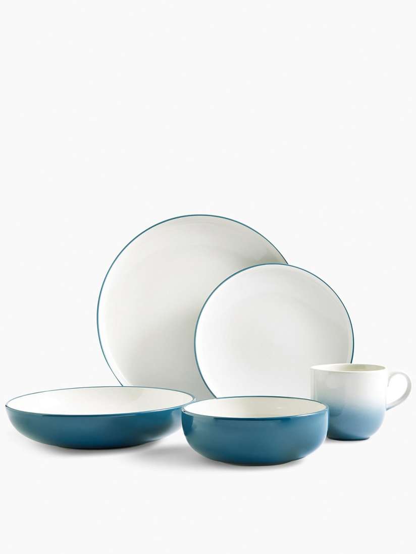 Buy Marks Spencer Teal Green White 12 Pieces Stoneware Glossy Dinner Set Dinner Set for Unisex 17282538 Myntra