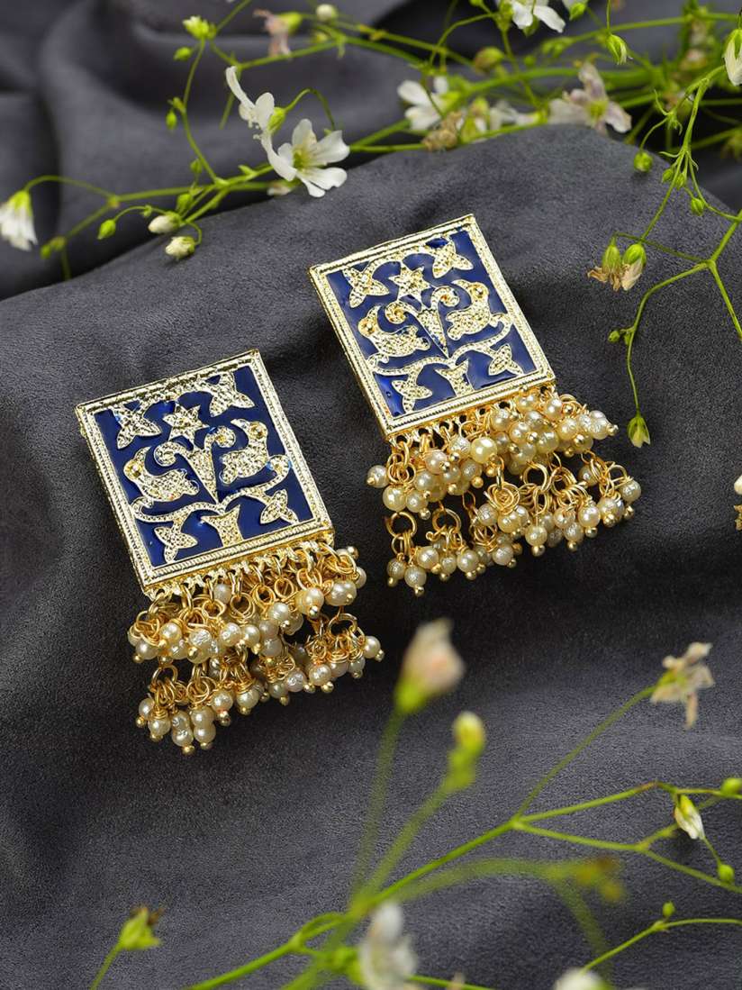 Buy SOHI Blue Contemporary Drop Earrings Earrings for Women 17284988 Myntra