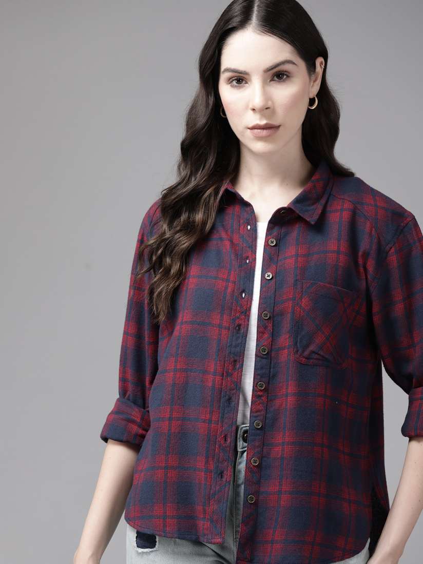 Buy The Roadster Lifestyle Co. Checked Pure Cotton Casual Shirt Shirts for Women 17289066 Myntra