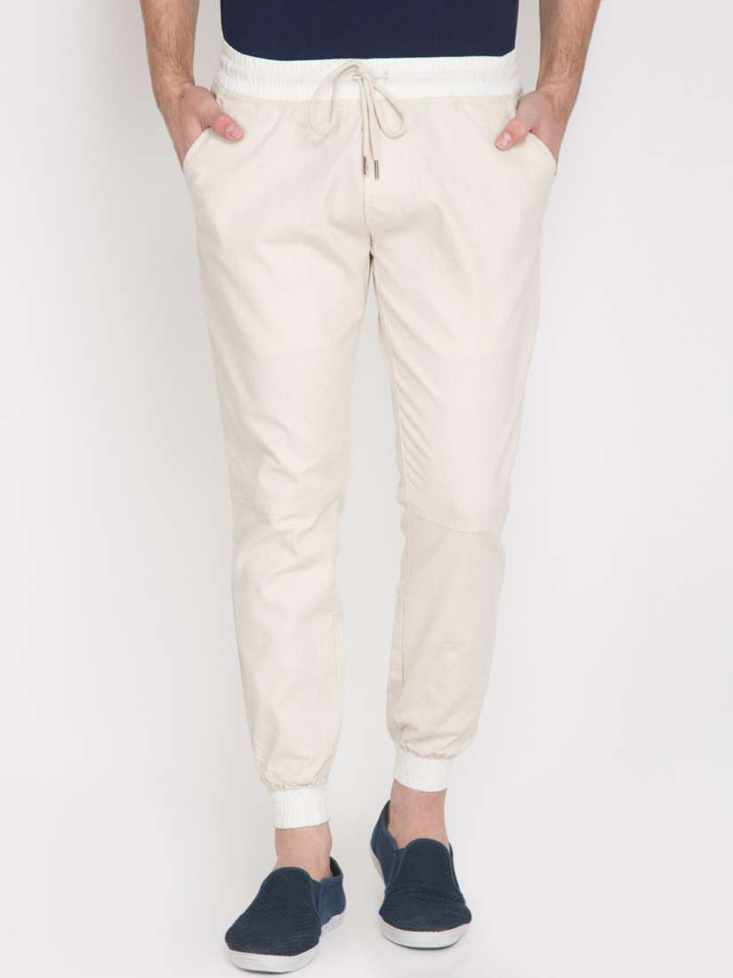 Buy LOCOMOTIVE Off White Joggers Trousers for Men 1728936 Myntra