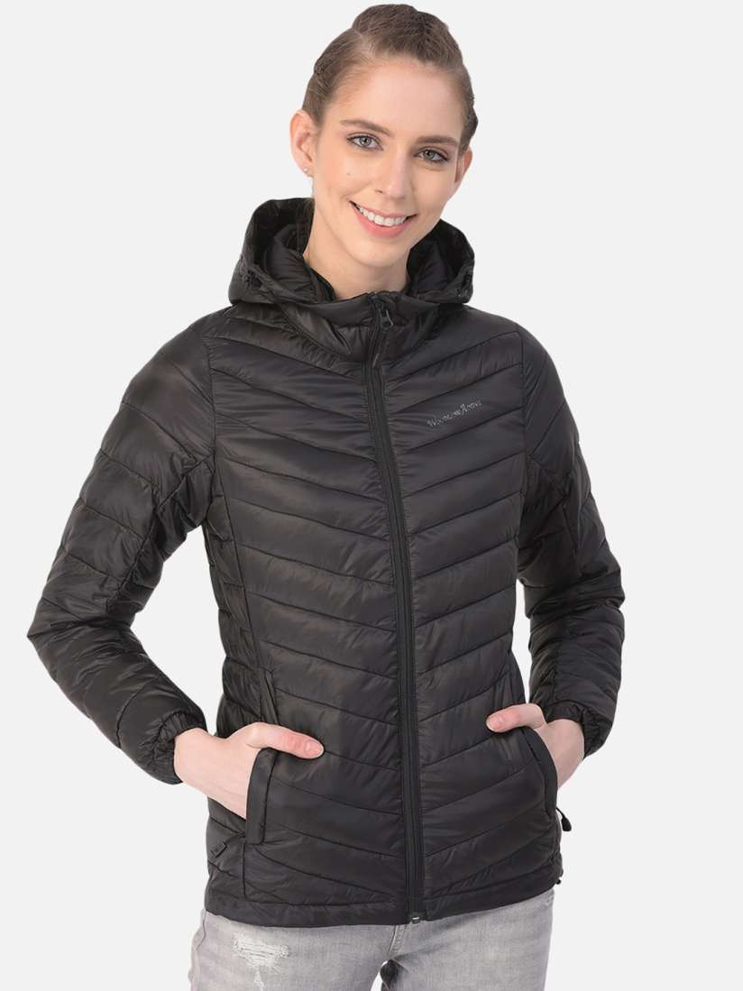 Buy Woodland Women Black Hooded Padded Jacket Jackets for Women 17296810 Myntra