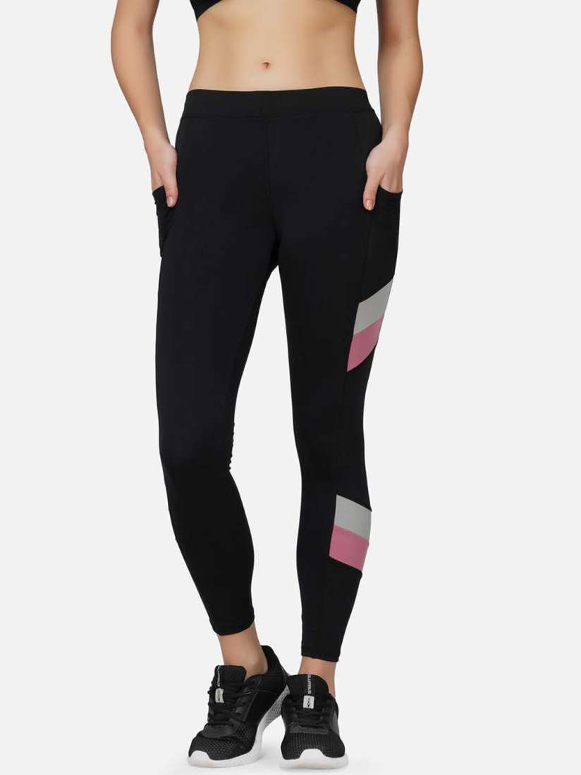 Buy IMPERATIVE Women Black Solid Slim Fit Mid Rise Dry Fit Tights with Side Striped Tights for Women 17296896 Myntra