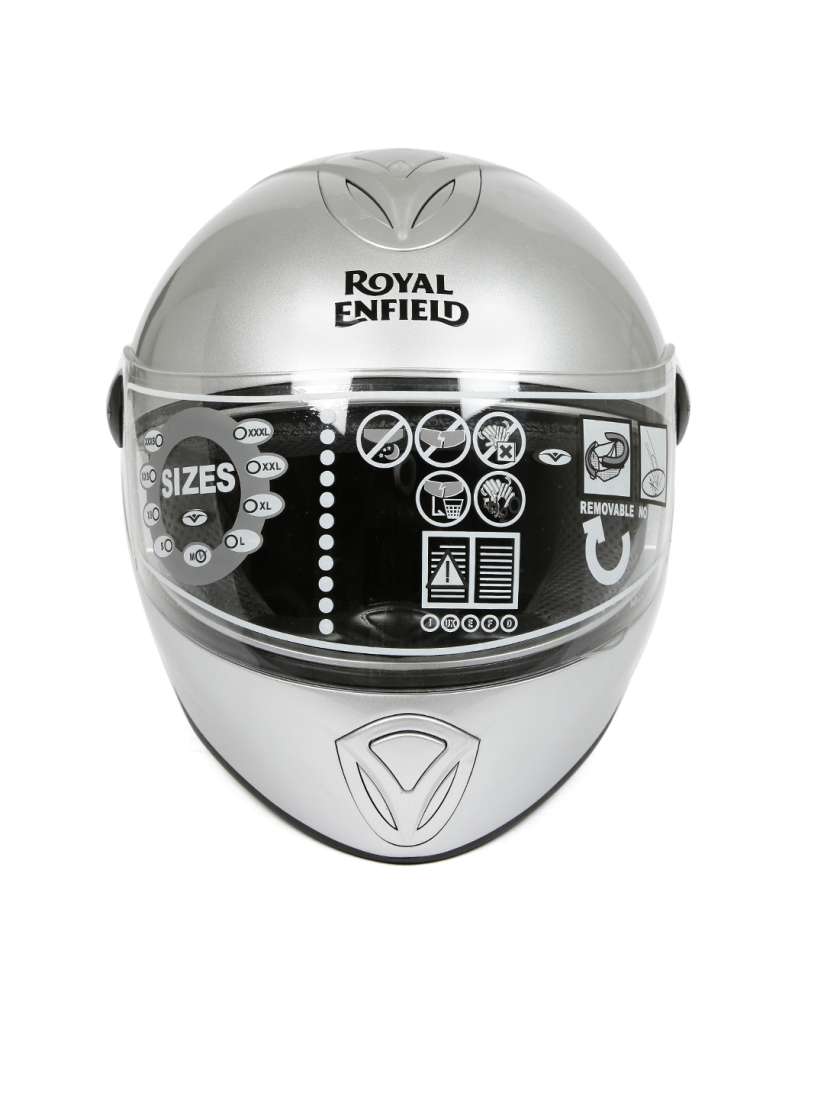Royal enfield helmet silver colour hot sale
