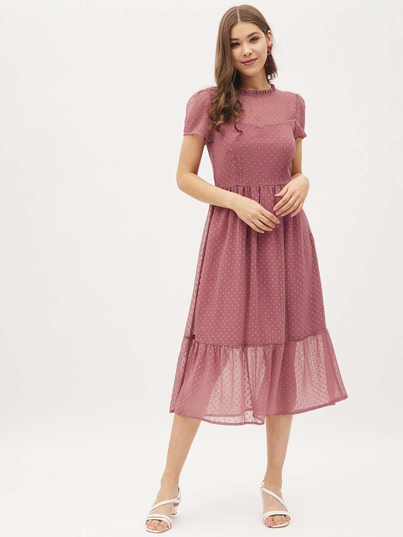 Buy Harpa Rose Pink Georgette Midi Dress Dresses for Women 17301686 Myntra