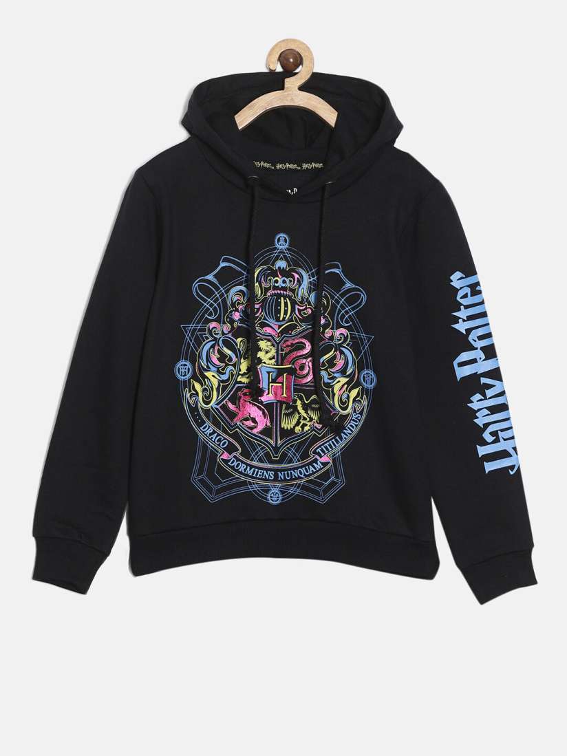 Buy Nap Chief Kids Black Blue Harry Potter Printed Hooded Pure Cotton Sweatshirt Sweatshirts for Unisex Kids 17304658 Myntra