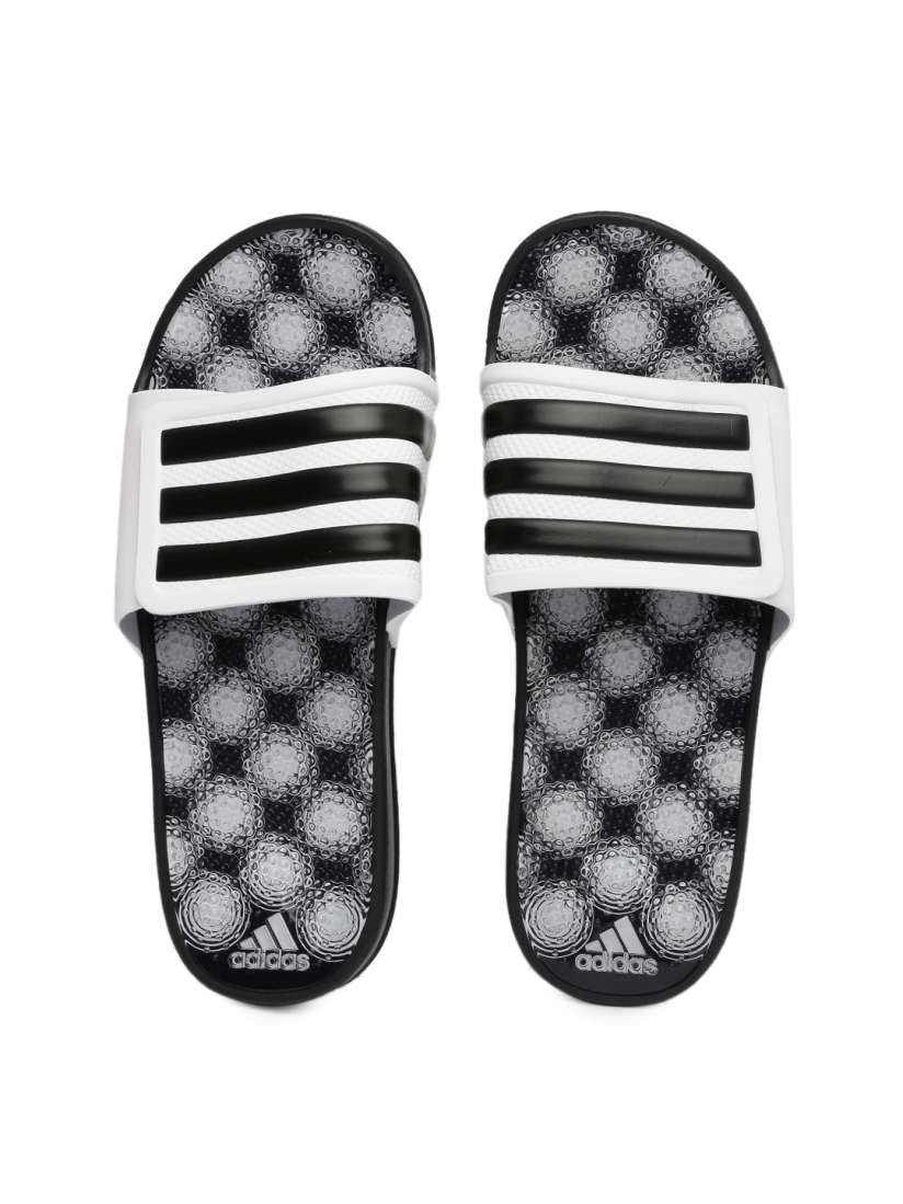 Buy ADIDAS Men Black White Textured Adissage 2.0 Stripes Flip Flops Flip Flops for Men 1731251 Myntra