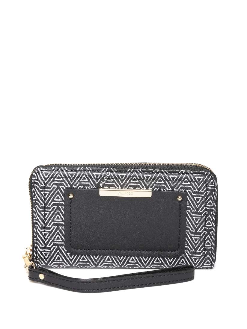 Buy ALDO Women Black White Printed Zip Around Wallet Wallets for Women 1731403 Myntra