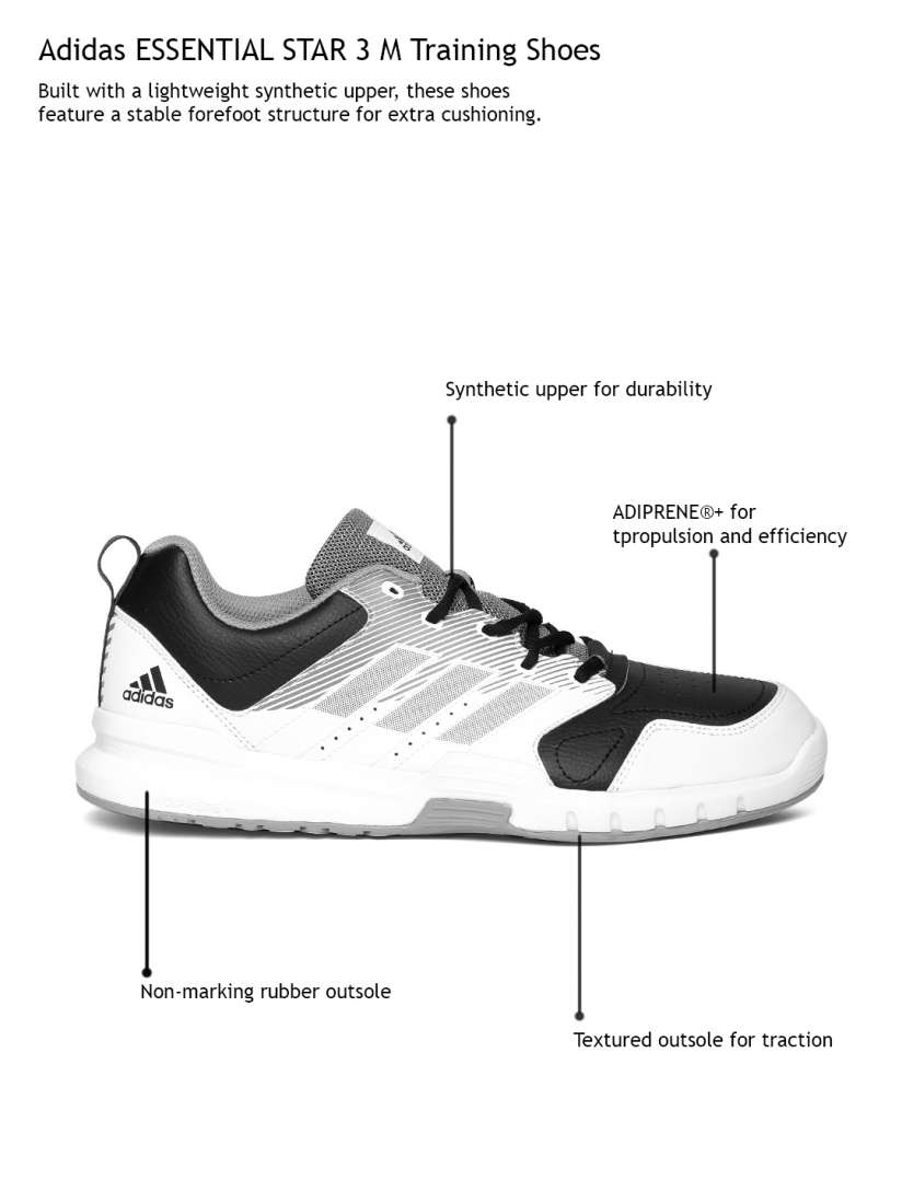 Buy ADIDAS Men White Essential Star 3 M Training Shoes Sports Shoes for Men 1731451 Myntra
