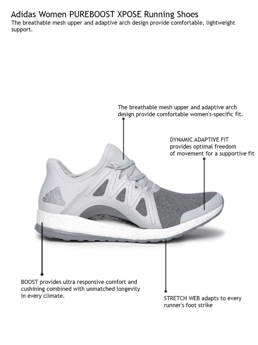 Buy ADIDAS Women Grey Pureboost Xpose Running Shoes Sports Shoes for Women 1731493 Myntra