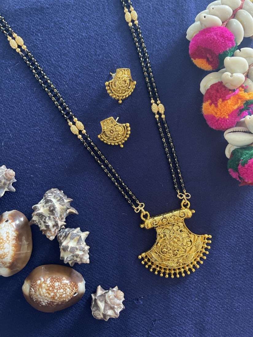 Buy Digital Dress Room Gold Plated Black Beaded Mangalsutra With Earrings Mangalsutra for Women 17315102 Myntra