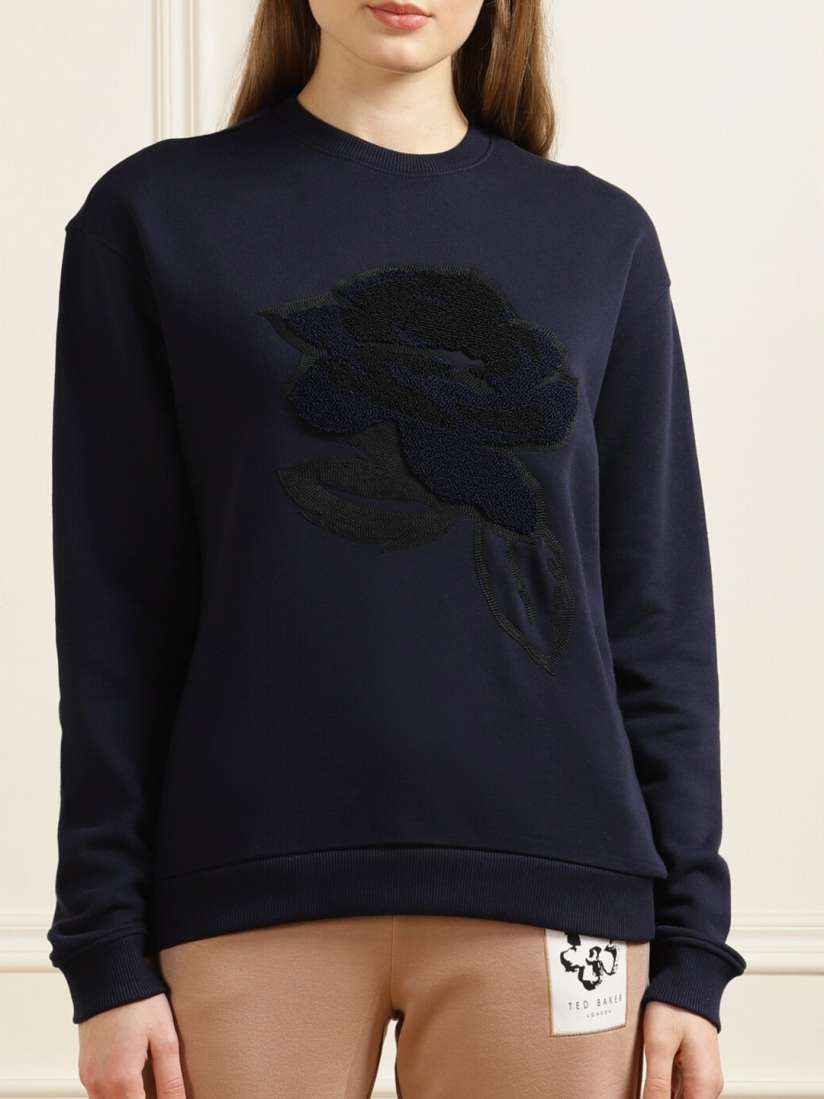 Buy Ted Baker Women Navy Blue Embroidered Pure Cotton Sweatshirt Sweatshirts for Women 17327820 Myntra