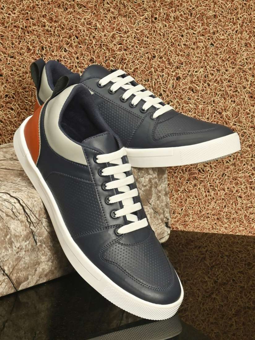 Buy The Roadster Lifestyle Co Men Navy Blue Textured Lightweight Faux Leather Sneakers Casual Shoes for Men 17333752 Myntra