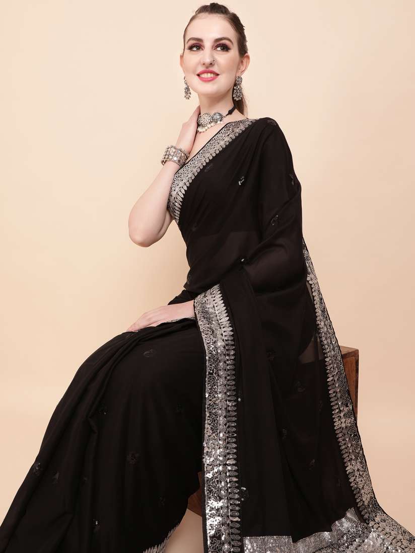 Myntra black saree online
