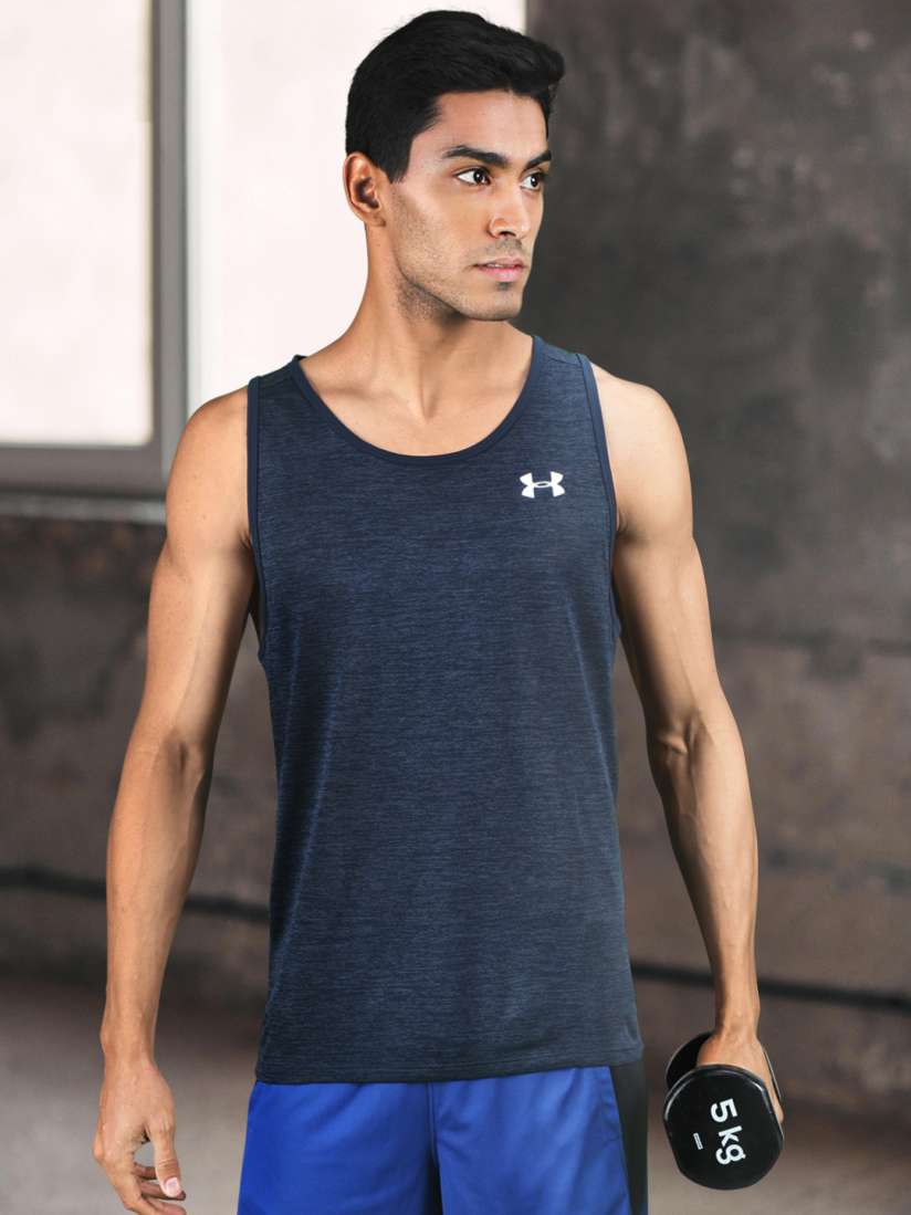 Buy UNDER ARMOUR Men Navy Blue Training or Gym Tech 2.0 Tank T shirt Tshirts for Men 17335632 Myntra