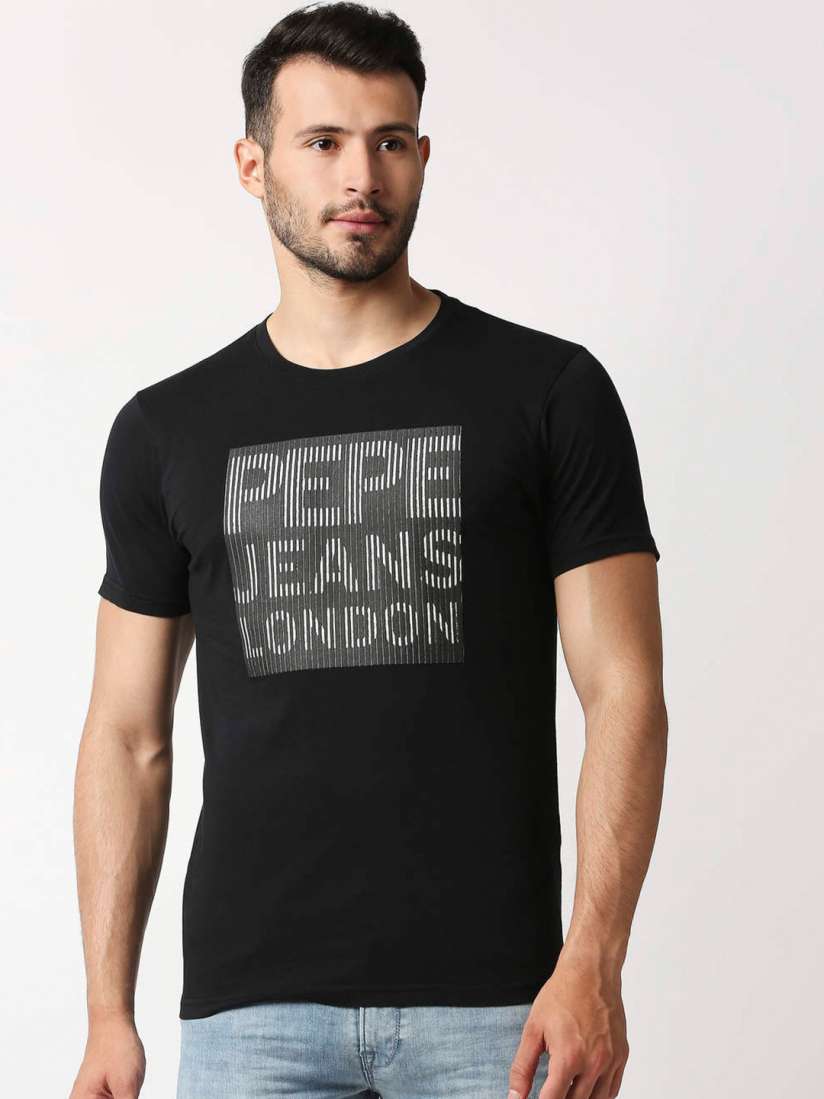 Buy Pepe Jeans Men Black Printed Slim Fit T shirt Tshirts for Men 17346454 Myntra