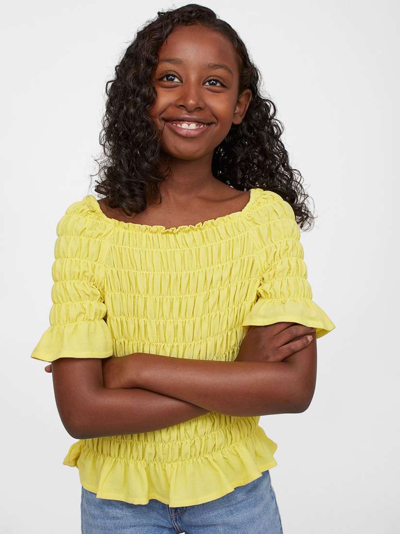 Buy H M Girls Yellow Smocked Blouse Tops for Girls from H M at Rs. 1299. Style ID 17347550