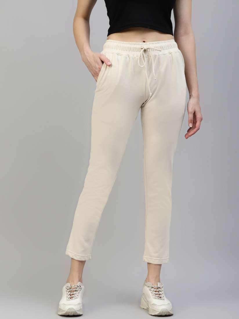 Buy Laabha Women Cream Couloured Solid Track Pants Track Pants for Women 17349566 Myntra
