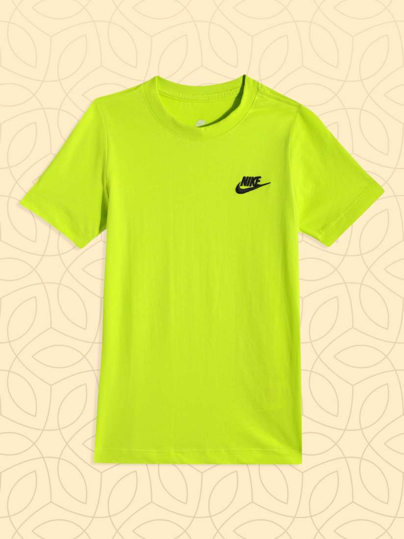 Buy Nike Boys Fluorescent Green Solid Round Neck Sportswear EMB Futura Pure Cotton T Shirt Tshirts for Boys 17353308 Myntra