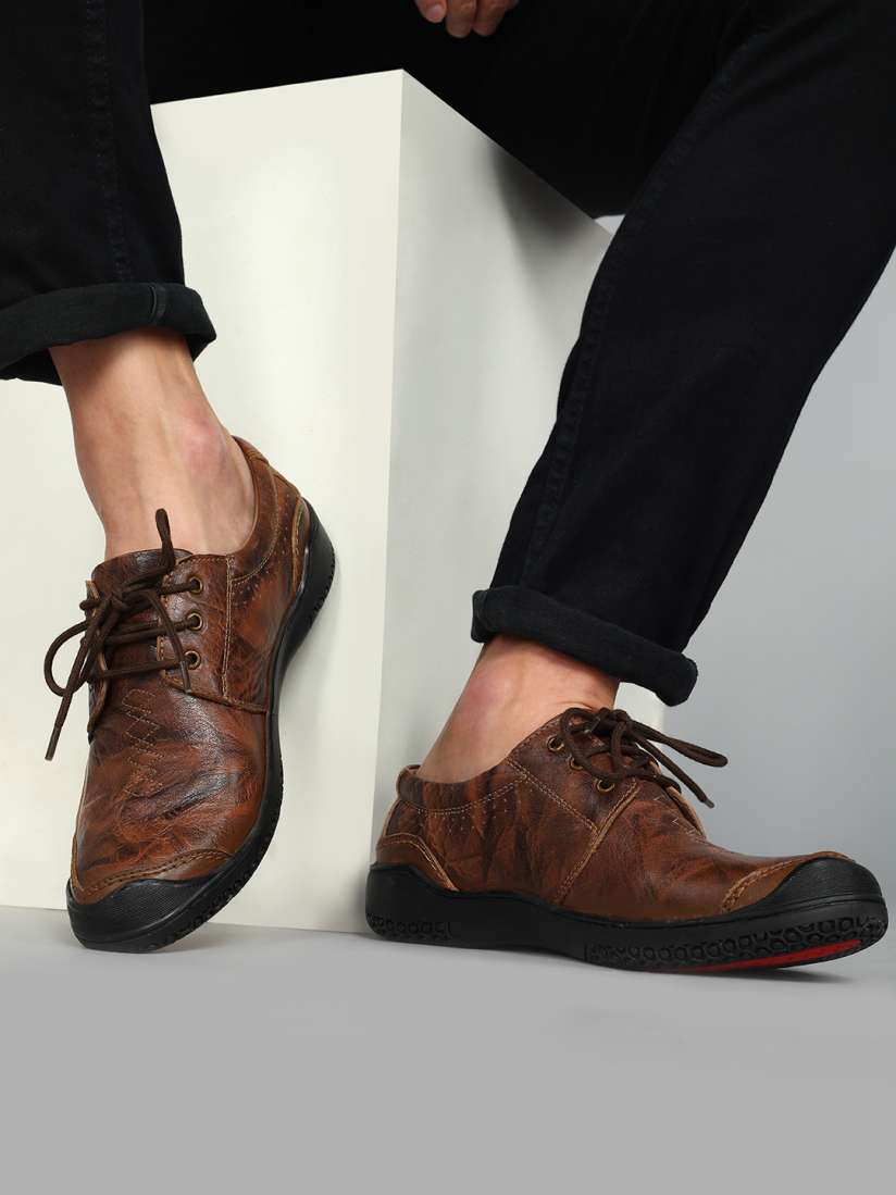 Buy Buckaroo Men Tan Brown Solid Leather Flat Boots Casual Shoes for Men 17361518 Myntra