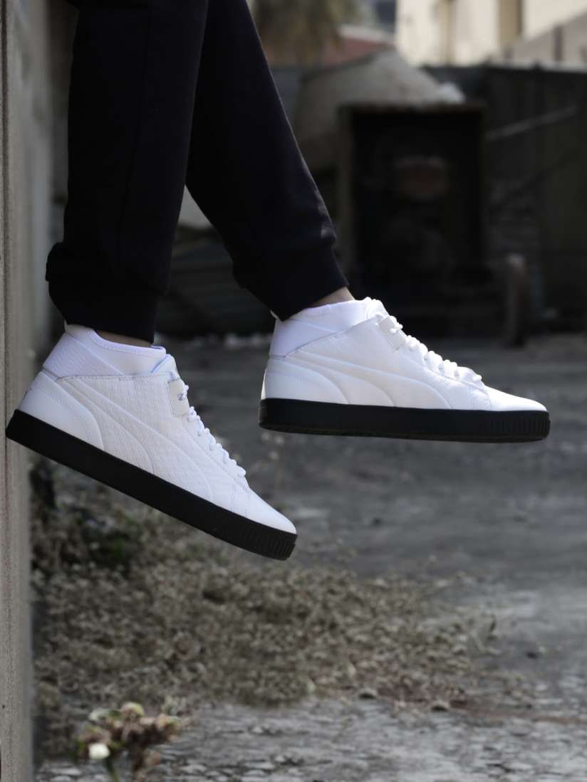 White leather pumas men's cheap