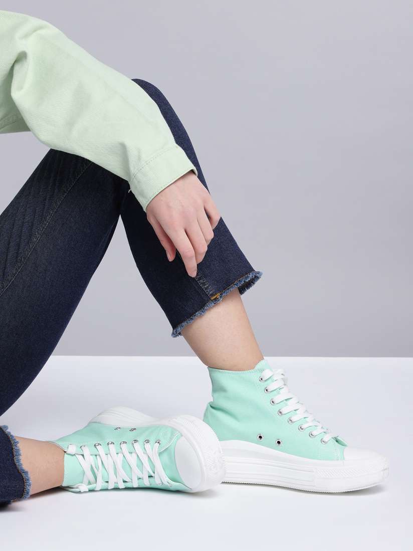 Buy Kook N Keech Women Mint Green White Solid Mid Top Sneakers Casual Shoes for Women 17370896 Myntra