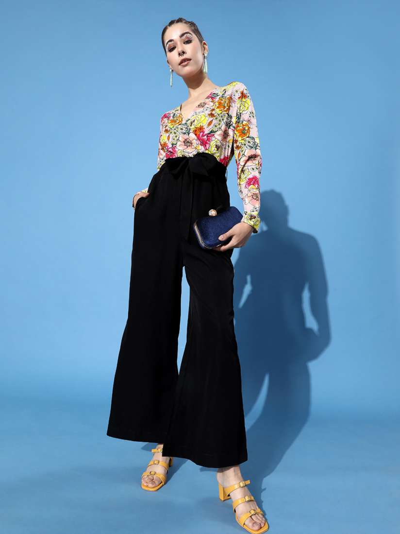 Buy KASSUALLY Women Stylish Black Printed Elevated Bottom Jumpsuit Jumpsuit for Women 17371630 Myntra