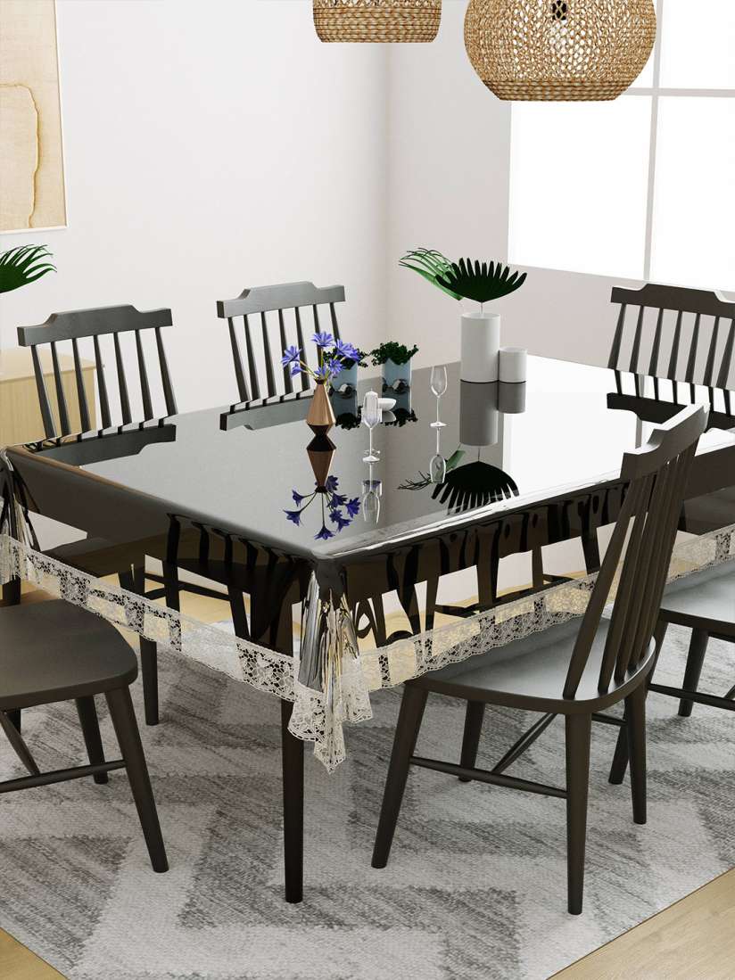 Buy DREAM WEAVERZ Transparent Silver Solid 6 Seater Rectangle Dining Table Cover Table Covers for Unisex 17371788 Myntra