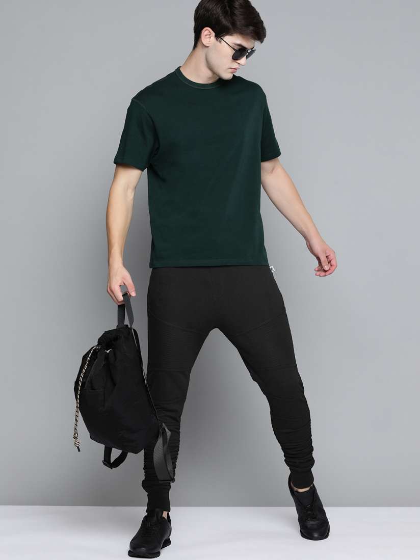 Buy Kook N Keech Men Black Solid Joggers With Ruched Detail Track Pants for Men 17377722 Myntra