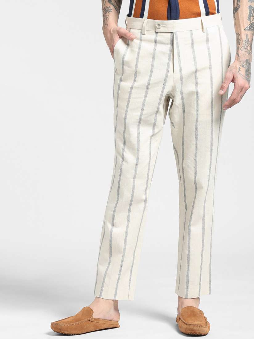 White striped trousers mens hot sale