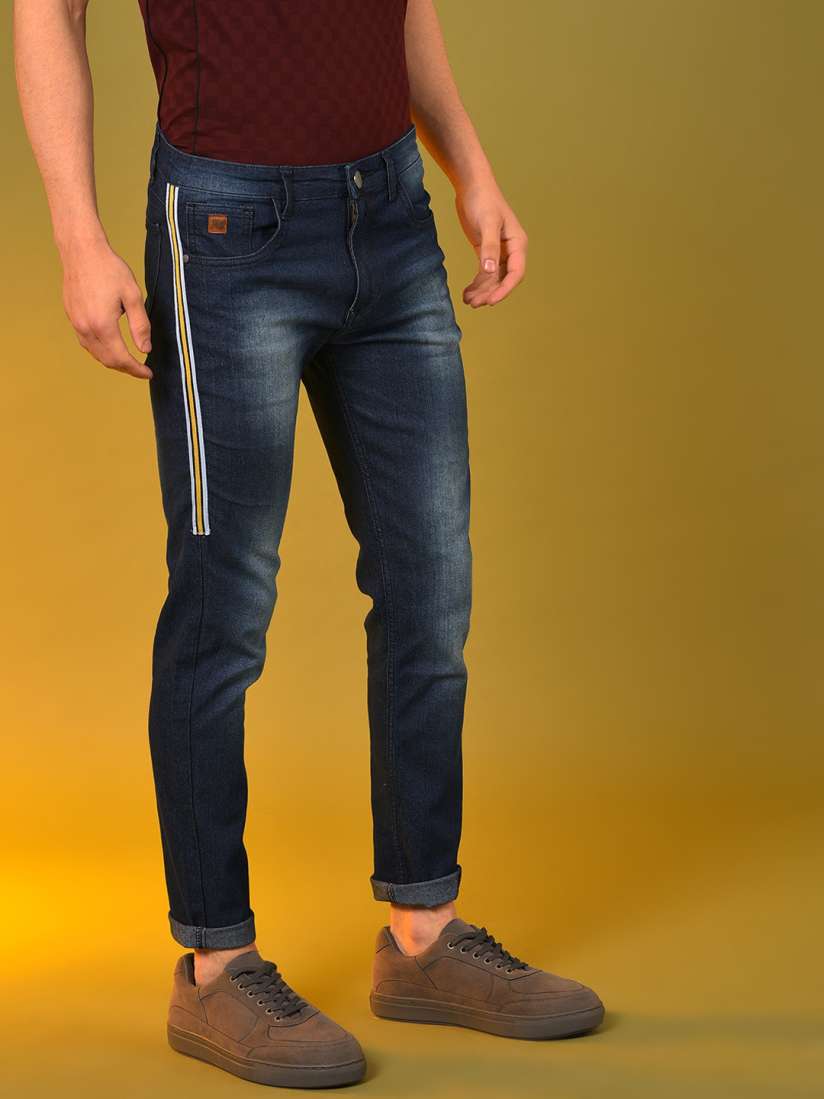 Side stripe jeans mens myntra 2025