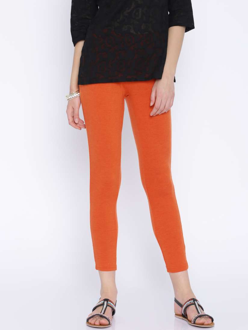 Buy Global Desi Rust Orange Ankle Length Leggings Leggings for Women 1738959 Myntra
