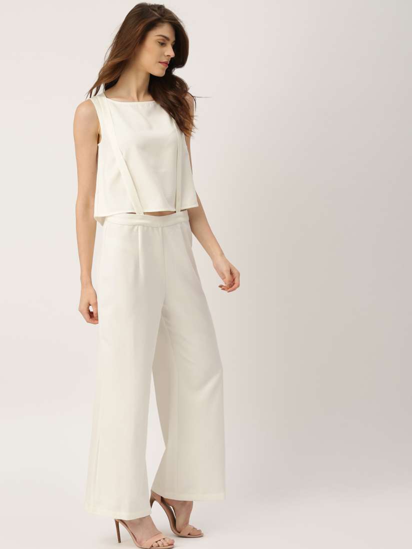 White 2 piece jumpsuit on sale