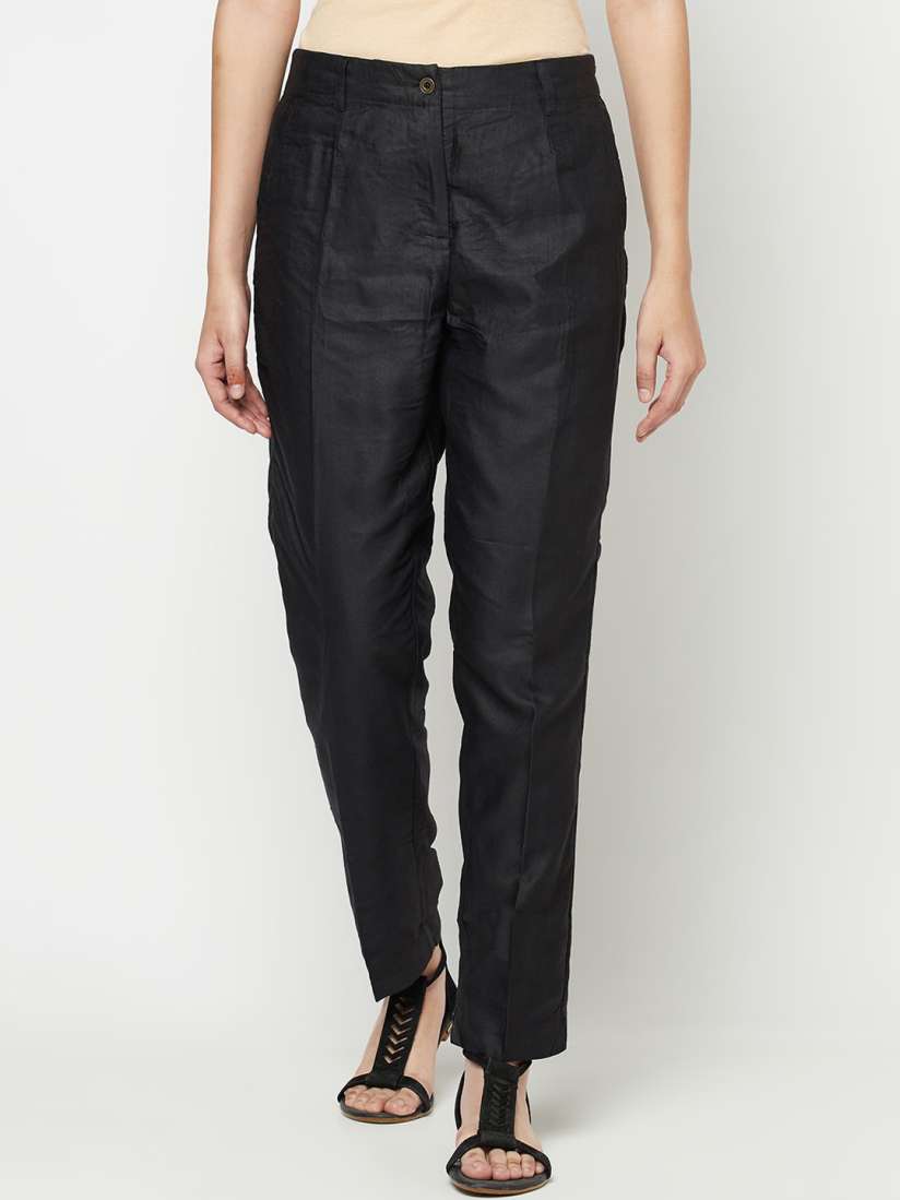 Slim fit pleated trousers discount