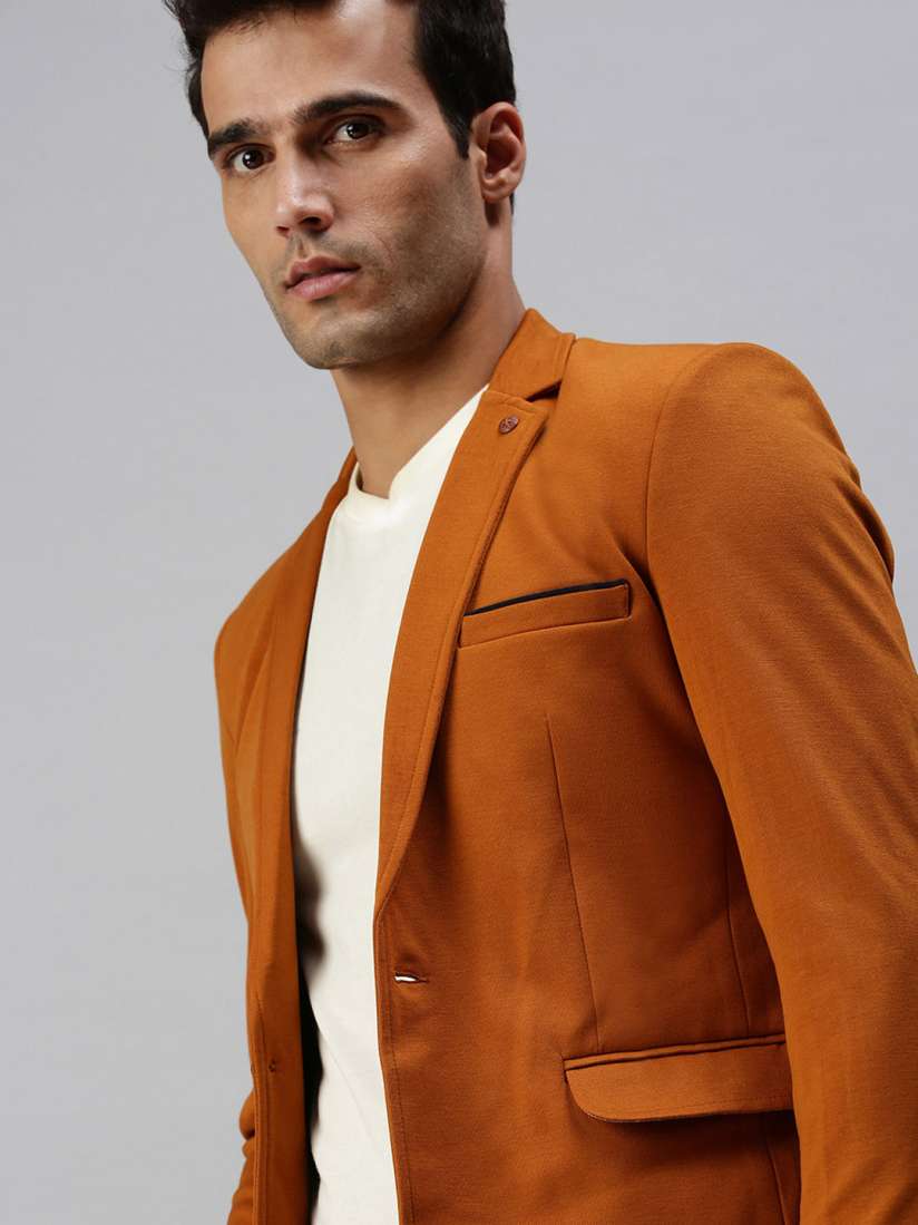Tan slim fit blazer online