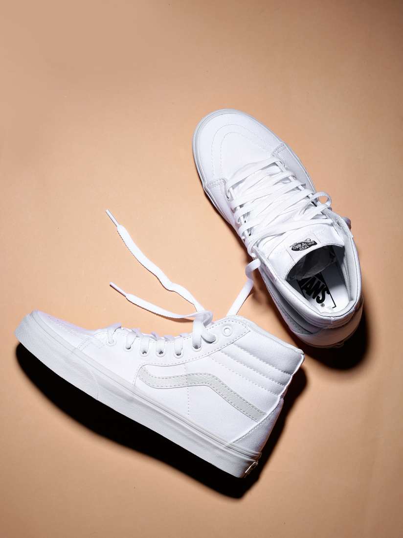 White vans high tops on sale