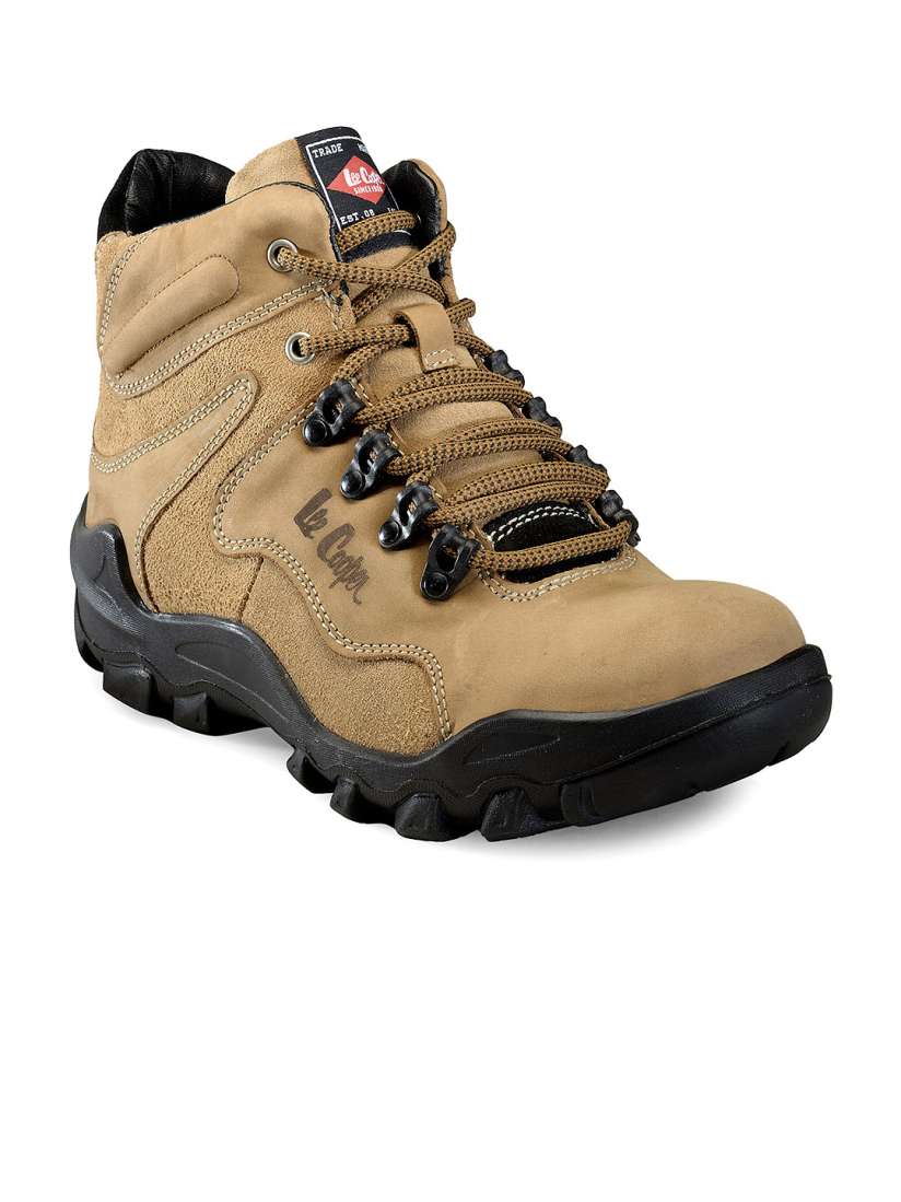 Buy Lee Cooper Men Brown Solid Mid Top Leather Trekking Shoes Casual Shoes for Men 1739812 Myntra