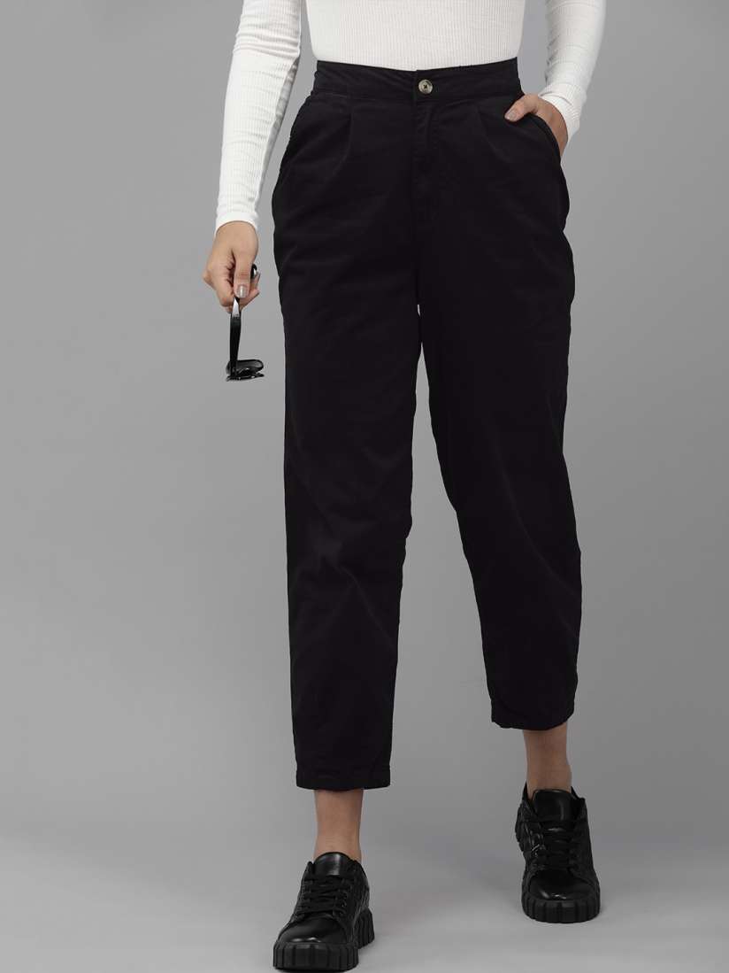 Buy The Roadster Lifestyle Co. Women Cropped Trousers Trousers for Women 17398624 Myntra